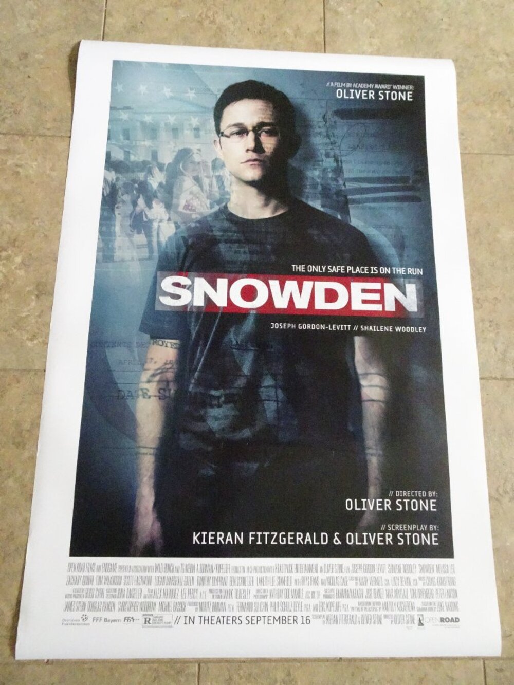 Snowden - Movie Poster with Joseph Gordon Levitt as Edward Snowden